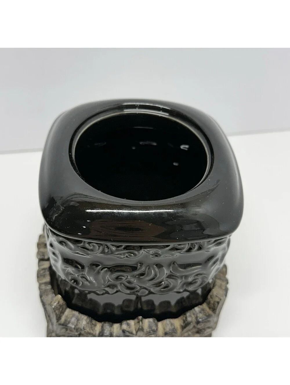 Drake Design Onyx Black Medium Canister Tuscan Scroll NO LID
